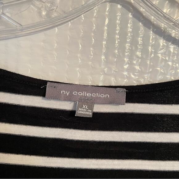 NY Collection black, and white striped long sleeve. Vee neck - Picture 5 of 10